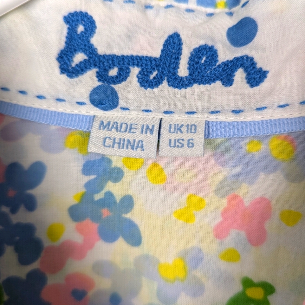 Boden Lightweight Cotton Pastel Floral Button-Up Shirt 6 - Picture 2 of 4